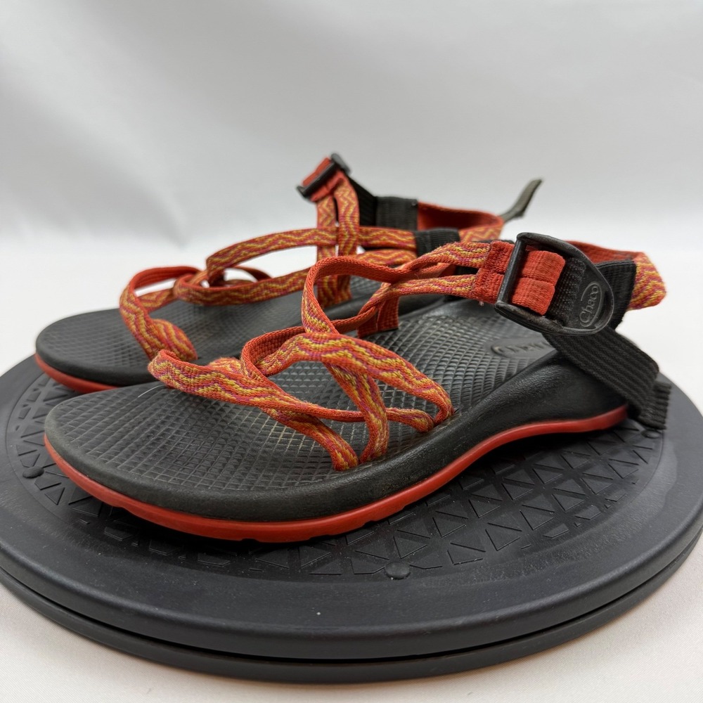 Chaco Kids Z1 Ecotread Sport Sandals Orange Black Chevron Size 3 Big Kids